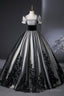 Elegant Black And Silver Lace Long Prom Dress, A-Line Square Neck Party Dress