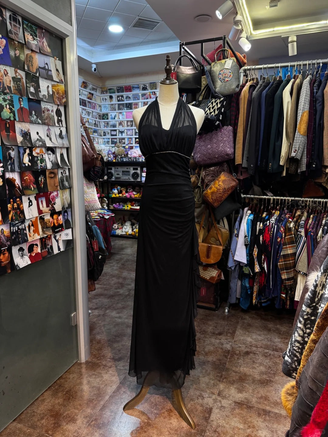 Elegant Black Mermaid Halter Neck Chiffon Long Prom Dresses Evening Dresses