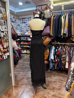 Elegant Black Mermaid Halter Neck Chiffon Long Prom Dresses Evening Dresses