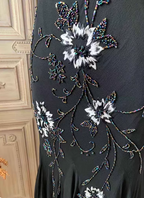 Elegant Black Mermaid Spaghetti Strap V-Neck Beaded Chiffon Long Prom Dresses Evening Dresses