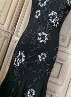Elegant Black Mermaid Spaghetti Strap V-Neck Beaded Chiffon Long Prom Dresses Evening Dresses