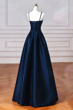 Elegant Black A-Line Satin Long Prom Dress Long Prom Dresses
