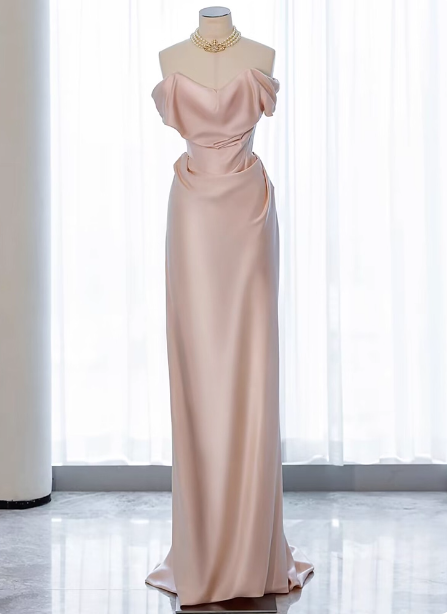 Elegant Black Slim-Fit Off-The-Shoulder Satin Long Prom Dresses Evening Dresses