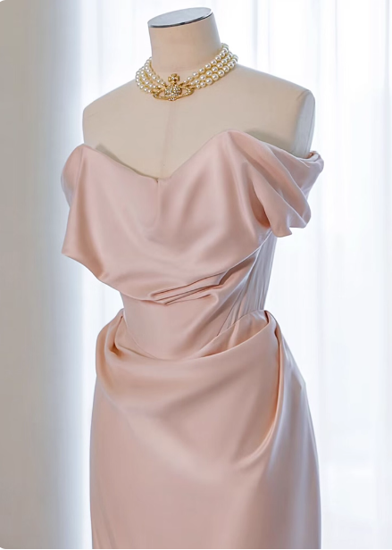 Elegant Black Slim-Fit Off-The-Shoulder Satin Long Prom Dresses Evening Dresses