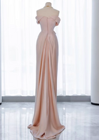 Elegant Black Slim-Fit Off-The-Shoulder Satin Long Prom Dresses Evening Dresses