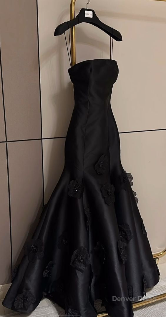 Elegant Black Spaghetti Straps Prom Dress Wedding Party Dresses Secondary image