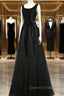 Elegant Black Velvet Cap Sleeves Prom Dress, Black Prom Dresses