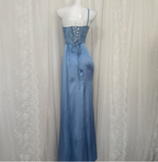 Elegant Blue Mermaid One-Shoulder Sequin Beaded Long Prom Dresses Evening Dresses