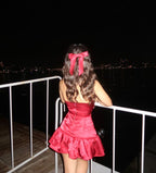 Elegant Burgundy V-Neck Halter Satin A-Line Birthday Short Skirt Homecoming Dresses