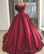 Elegant Burgundy Wedding Dress Lace Long Sleeves Ball Gowns For Women Prom Dress