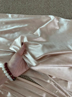 Elegant Champagne Mermaid Trailing Strapless Satin Long Prom Dresses Evening Dresses