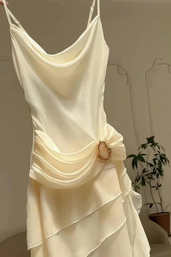 Elegant Chiffon Ivory Strap Irregular Birthday Dress Homecoming Dresses