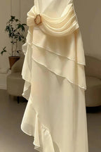 Elegant Chiffon Ivory Strap Irregular Birthday Dress Homecoming Dresses