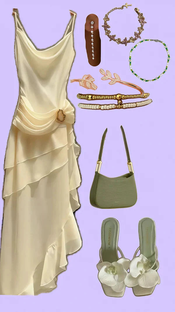 Elegant Chiffon Ivory Strap Irregular Birthday Dress Homecoming Dresses