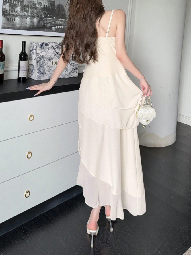 Elegant Chiffon Ivory Strap Irregular Birthday Dress Homecoming Dresses