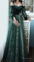 elegant dark green lace Gowns Prom Dresses