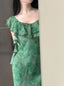 Elegant Dark Green Mermaid Ruffled Chiffon Long Prom Dresses Evening Dresses