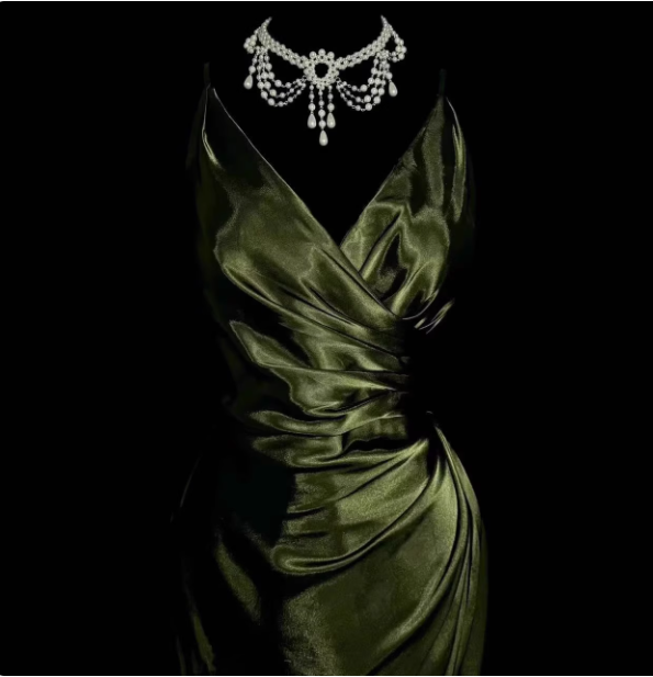 Elegant Dark Green Spaghetti Strap V-Neck Ruched Satin Long Prom Dresses Evening Dresses