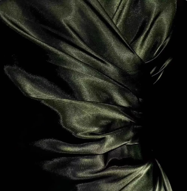 Elegant Dark Green Spaghetti Strap V-Neck Ruched Satin Long Prom Dresses Evening Dresses