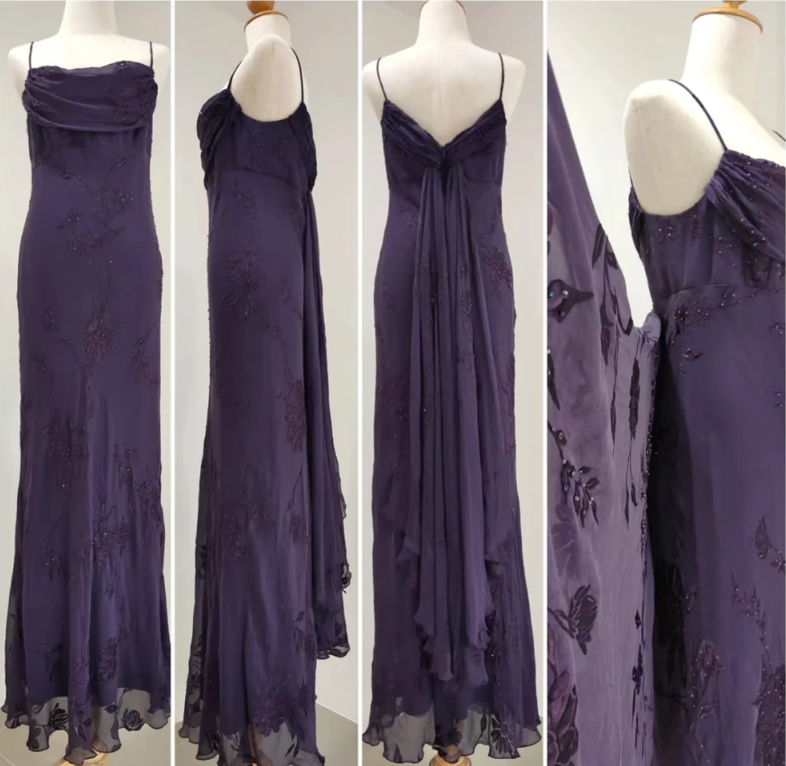 Elegant Deep Purple Mermaid Embroidered Chiffon Long Prom Dresses Evening Dresses