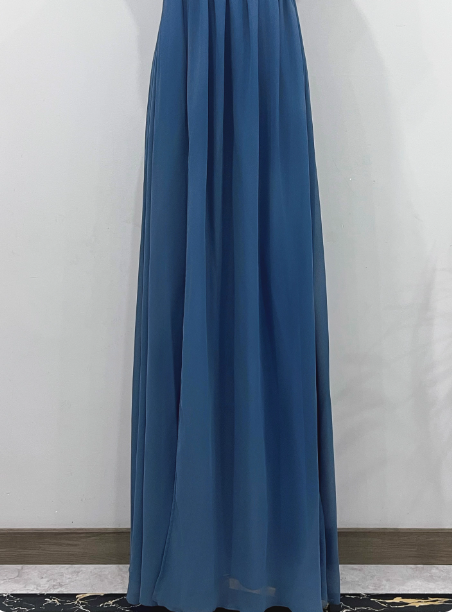 Elegant Dusty Blue One-Shoulder Chiffon Prom Dresses Evening Dresses Bridesmaid Dresses