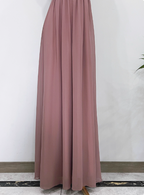 Elegant Dusty Pink A-Line Spaghetti Strap V-Neck Chiffon Long Prom Dresses Evening Dresses