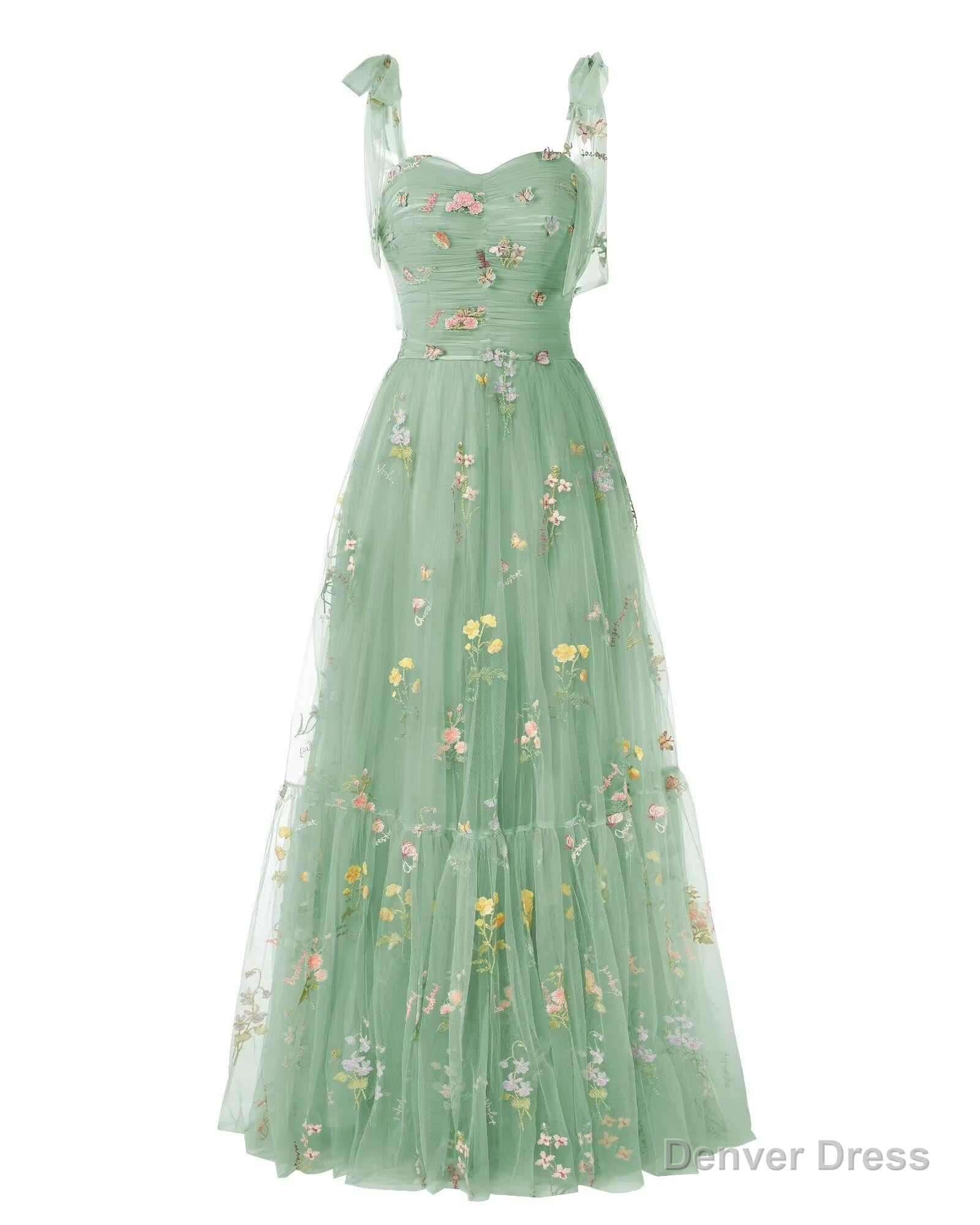 Elegant Embroidery Dark Green Prom Dress Sweetheart Spaghetti Straps A Line Prom Dress Long Simple Prom Dresses