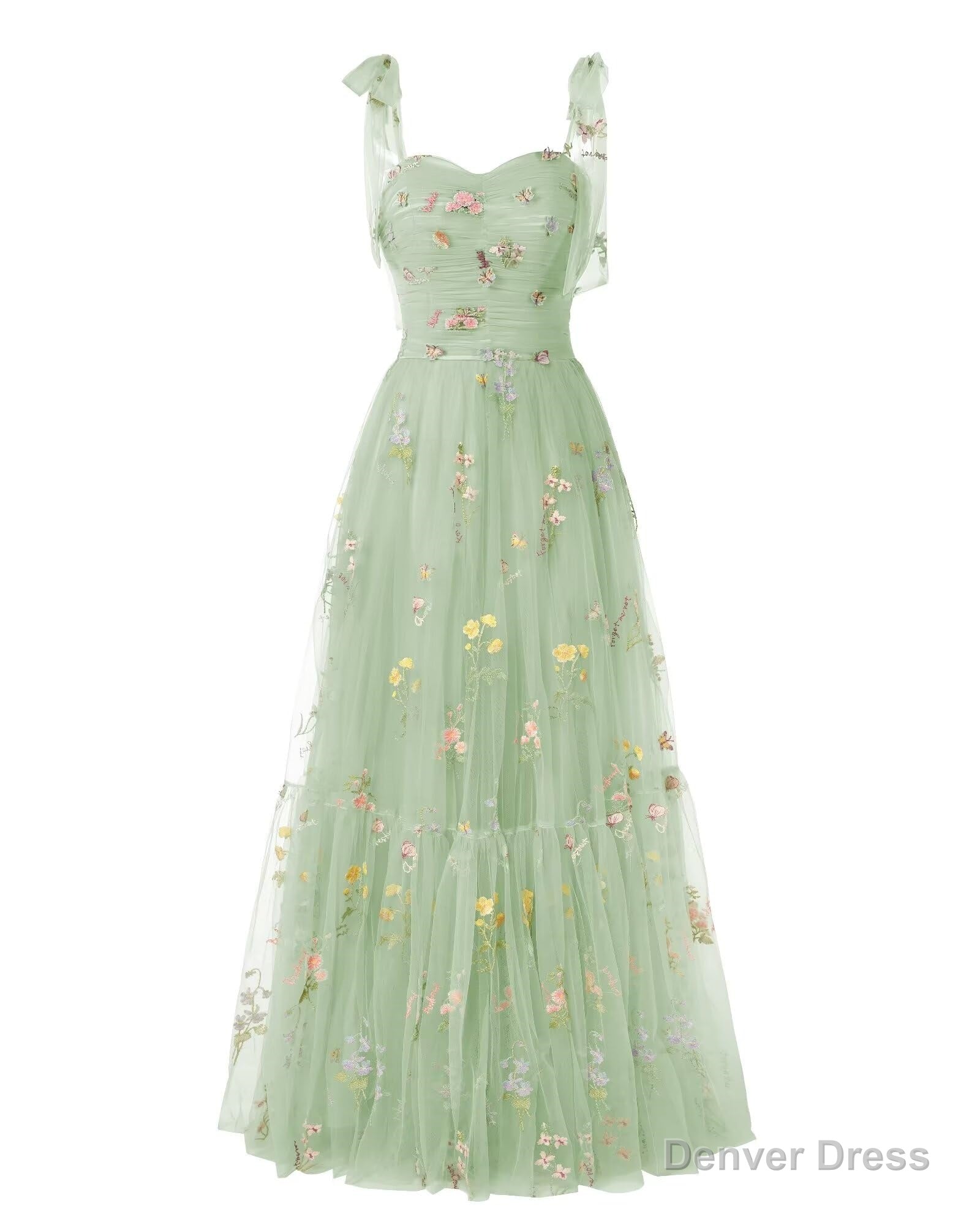 Elegant Embroidery Light Green Prom Dress Sweetheart Spaghetti Straps A Line Prom Dress Long Simple Prom Dresses Secondary image