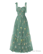 Elegant Embroidery Peacock Prom Dress Sweetheart Spaghetti Straps A Line Prom Dress Long Simple Prom Dresses