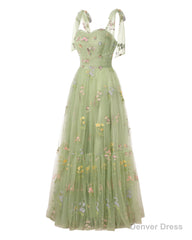 Elegant Embroidery Peacock Prom Dresses Sweetheart Spaghetti Straps A Line Party Dress Long Simple Formal Dress