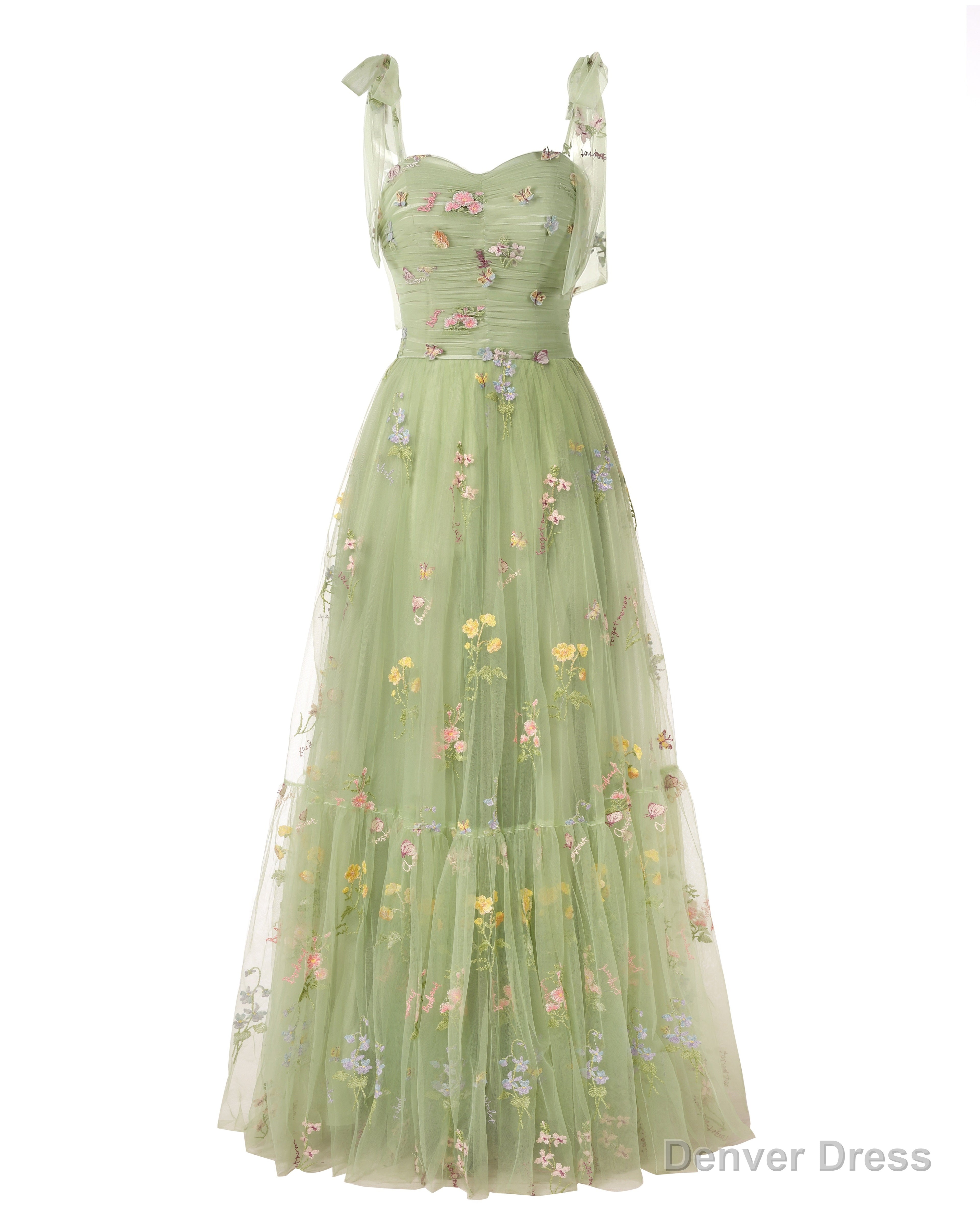 Elegant Embroidery Peacock Prom Dresses Sweetheart Spaghetti Straps A Line Party Dress Long Simple Formal Dress