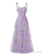 Elegant Embroidery Purple Prom Dresses Sweetheart Spaghetti Straps A Line Party Dress Long Simple Formal Dress