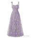 Elegant Embroidery Purple Violet Prom Dress Sweetheart Spaghetti Straps A Line Prom Dress Long Simple Prom Dresses