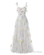 Elegant Embroidery White Prom Dress Sweetheart Spaghetti Straps A Line Prom Dress Long Simple Prom Dresses
