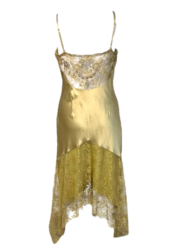Elegant Gold Spaghetti Straps Satin Lace Beaded Cocktail Dress A Line Homecoming Dresses Birthday Outfits