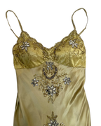 Elegant Gold Spaghetti Straps Satin Lace Beaded Cocktail Dress A Line Homecoming Dresses Birthday Outfits