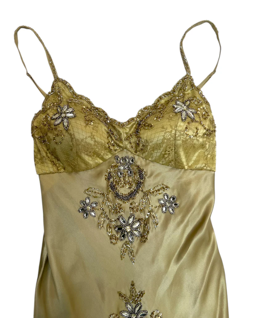 Elegant Gold Spaghetti Straps Satin Lace Beaded Cocktail Dress A Line Homecoming Dresses Birthday Outfits