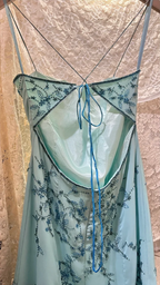 Elegant Gradient Blue Oil Painting Beaded Long Prom Dress