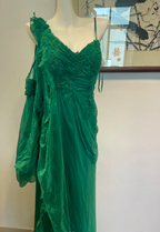 Elegant Green Deep V-Neck Chiffon Long Prom Dresses Evening Dresses