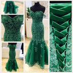 Elegant Green Lace Mermaid Prom Dresses
