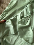 Elegant Green Slim Fit Halter Backless Ruffle Satin Prom Dresses Evening Dresses