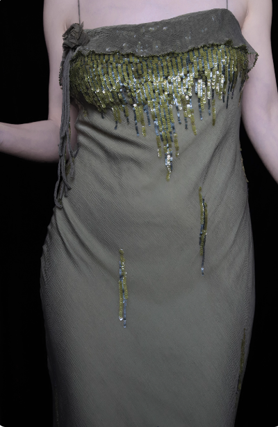 Elegant Green Spaghetti Strap Mermaid Ruffle Sequin Chiffon Long Prom Dresses Evening Dresses