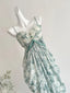 Elegant Green Strap Waist Chiffon Long Prom Dresses Evening Dresses