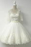 Elegant Half Sleeves White Ball Gowns Homecoming Dresses With Lace