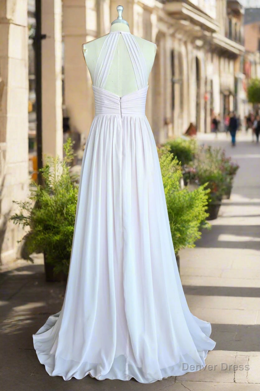 Elegant Halter Keyhole Chiffon Bridesmaid Dresses