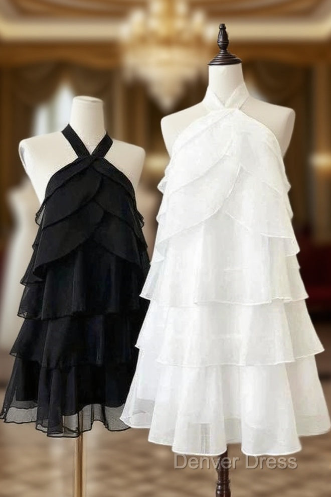 Elegant Halter White Homecoming Dress Short Prom Dresses