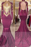 Elegant High Neck Long Sleeves Gold Appliques Backless Prom Dresses