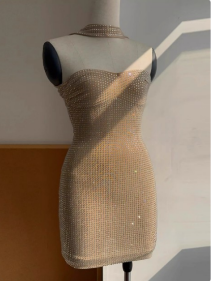Elegant Hot Diamond Tube Top Slim Fit Hip 17Th Birthday Short Skirt Homecoming Dresses Secondary image