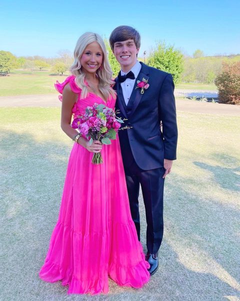 Elegant Hot Pink Long Prom Dresses Main image
