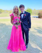 Elegant Hot Pink Long Prom Dresses
